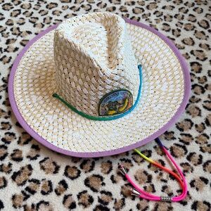 Freya Cream and Purple Woven Hat